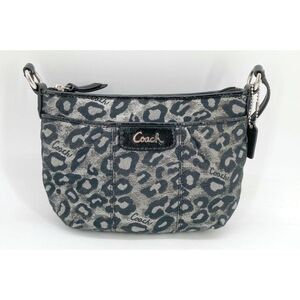 Coach Metallic Black & Silver Cheetah Ocelot Print Crossbody Bag